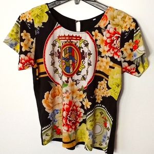 Floral & Medallion Print Top